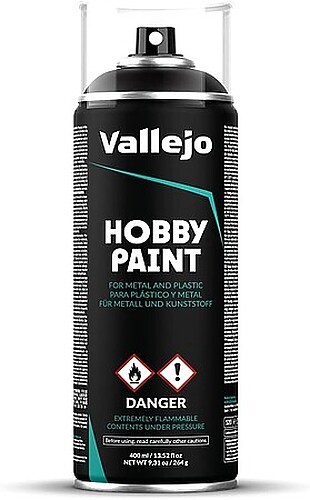 Vallejo Black Basic Primer 400ml Spray - Hobby and Model Enamel Paint - #28012
