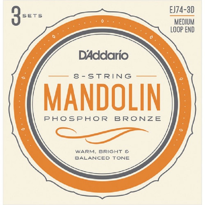3 Sets D'Addario EJ74 Mandolin Strings, Phosphor Bronze, Medium, 11-40 EJ74-3D