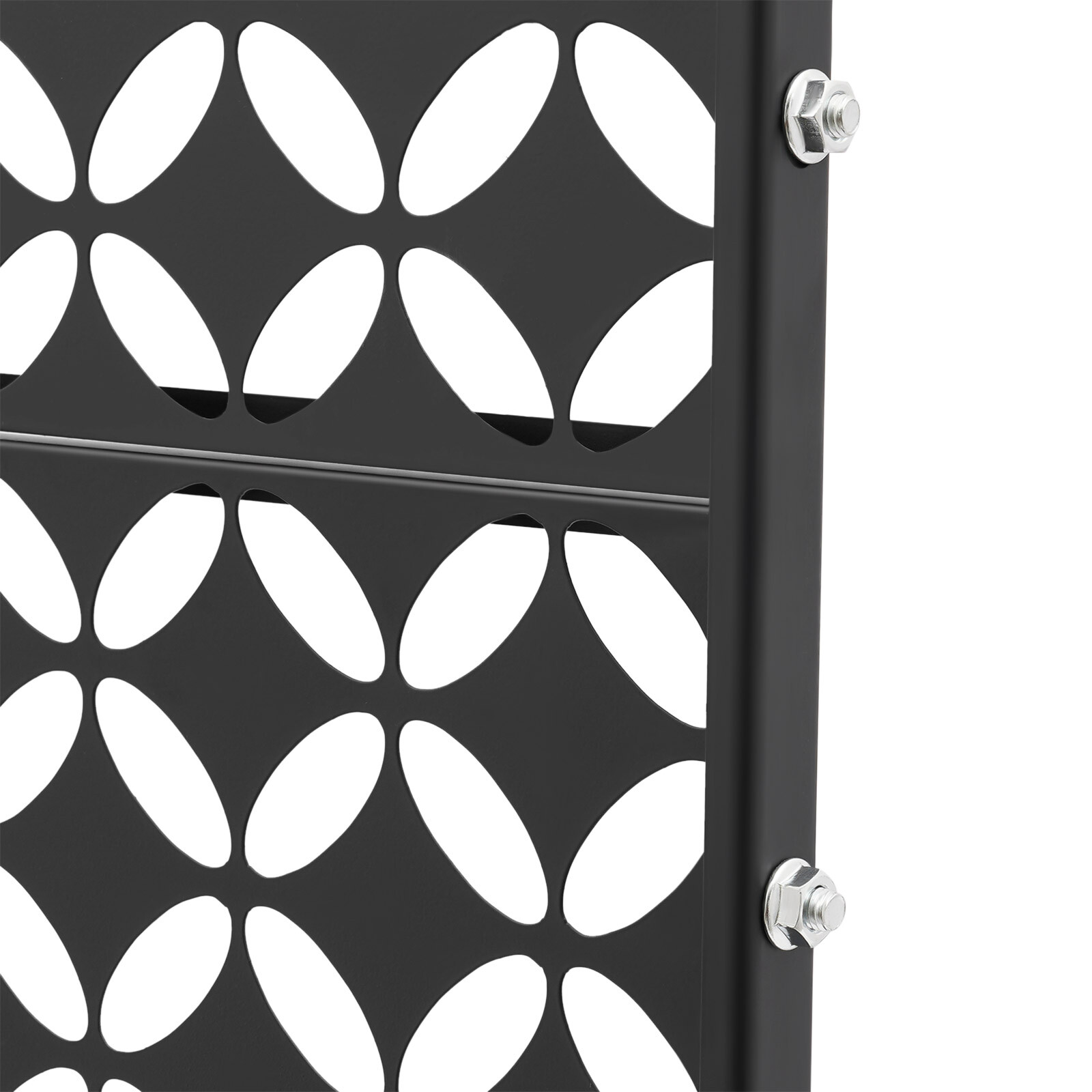 Black 35.4*74.8in Privacy Screen Freestanding Laser Cutting Privacy Fence Screen