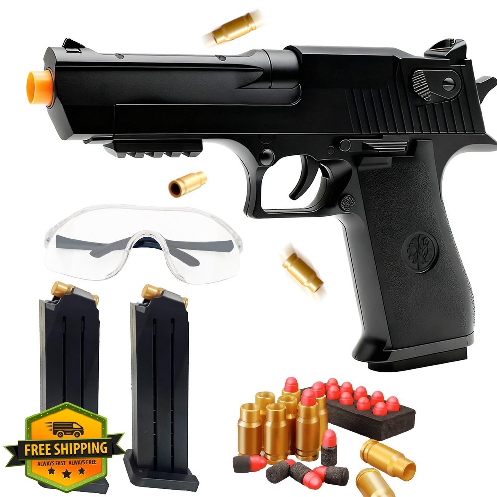 Tactical Toy Blaster Desert Black - Manual Shell Eject, Foam Darts