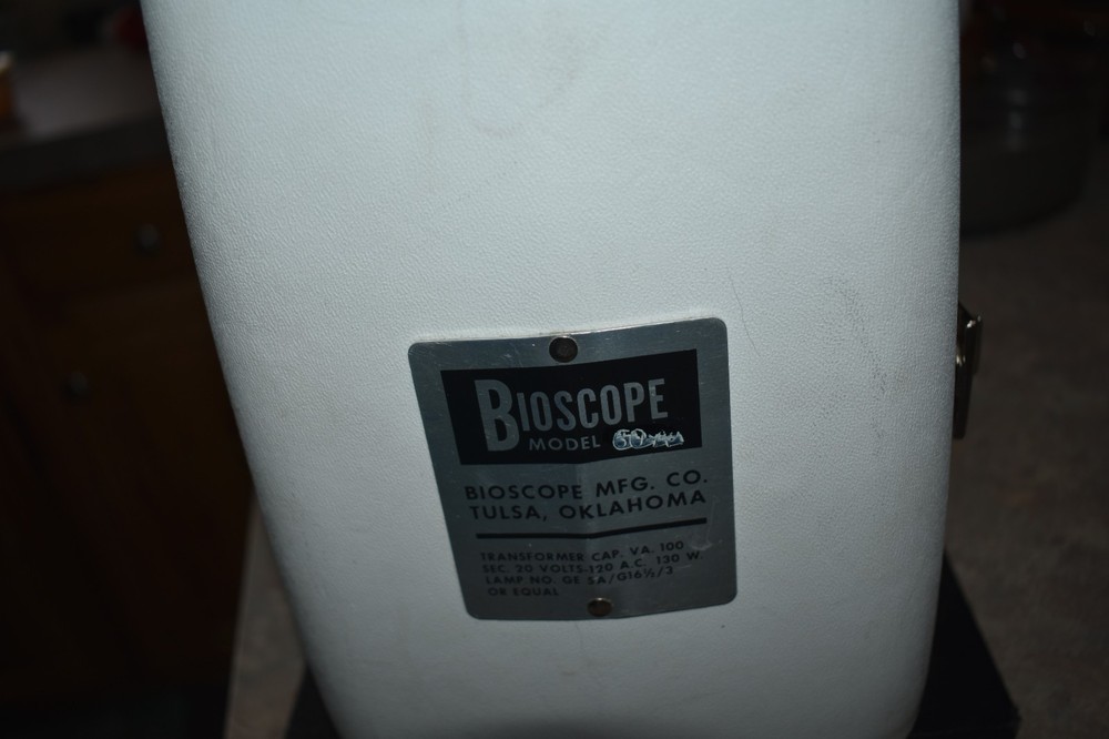 BIOSCOPE MANUFACTURING FOLDING MICROSCOPE MODEL 60A U.S.A. MADE TULSA OK.