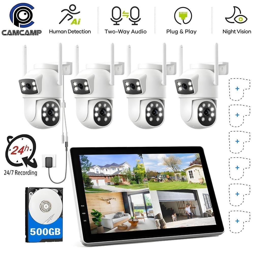 5G/2.4G WiFi Wireless Security Camera System 2-Lens Dome Cam with Auto Tracking