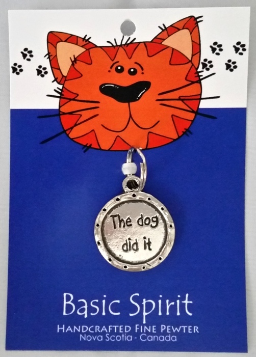Handcrafted Pewter Cat Collar Tag ~ The Dog Did It ~ by Basic Spirit