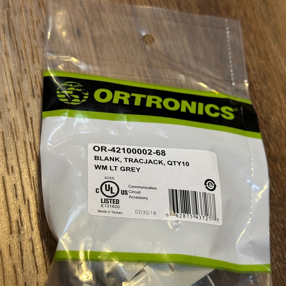 TracJack Blank Insert Module Light Gray 10 Pack OR-42100002-68 Ortronics