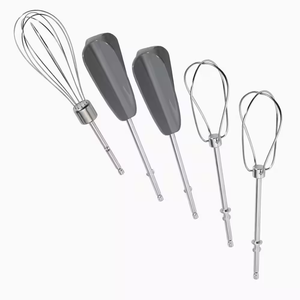 5-Speed Silver Hand Mixer with Easy Clean Beaters