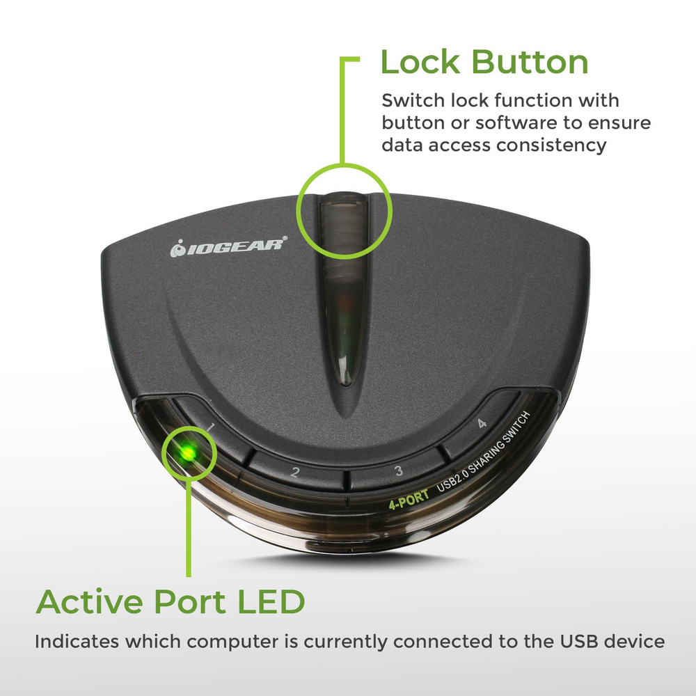 IOGEAR 4-Port USB 2.0 Automatic Printer Switch, GUB431