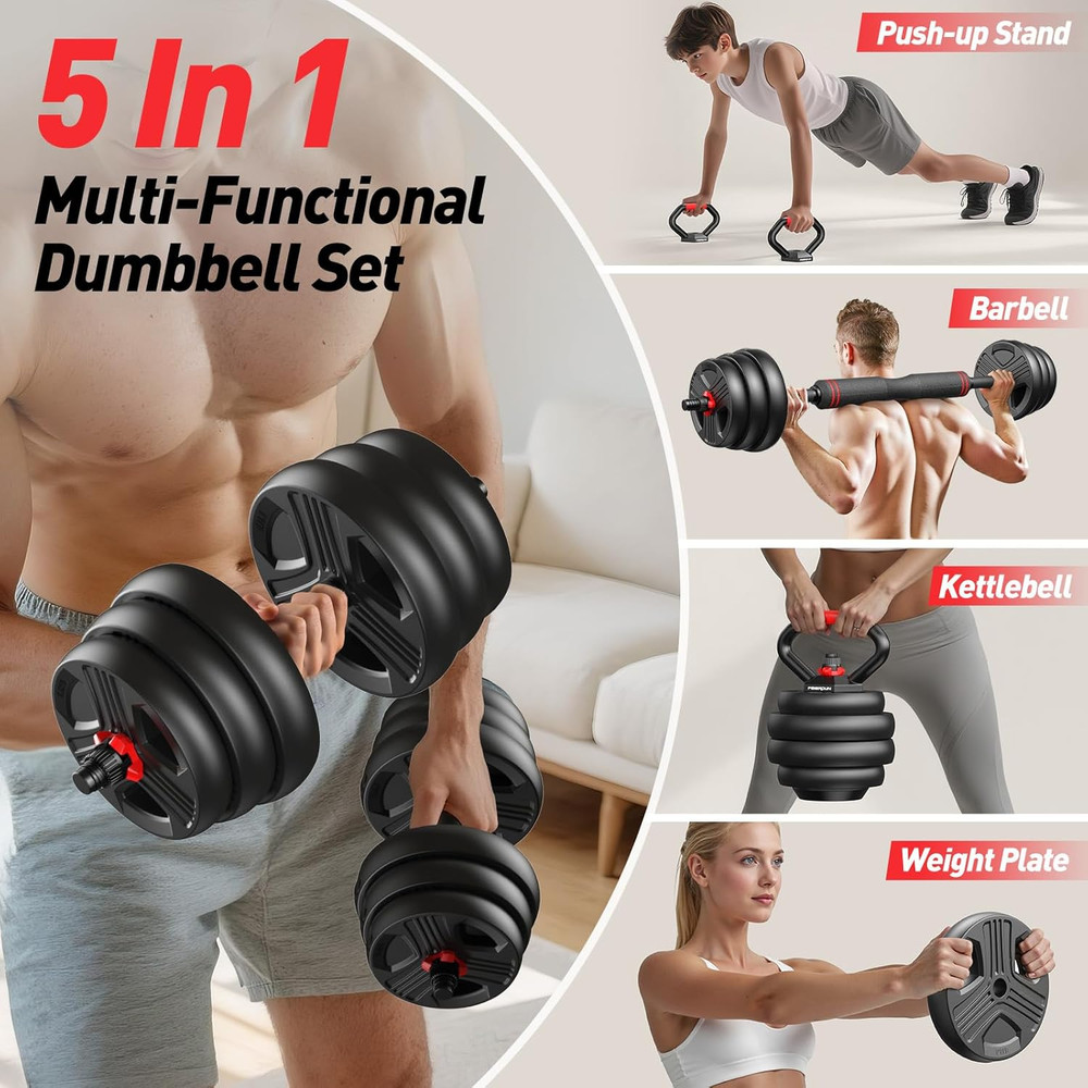 Adjustable dumbbell set with storage tray