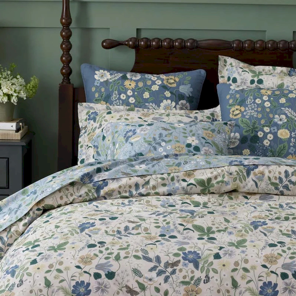 Strawberry Fields Classic Cool Cotton Percale Bed Sheet Set - Slate, Twin