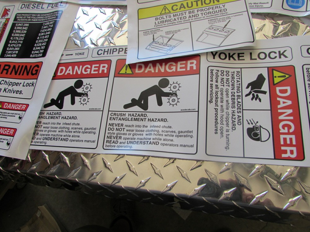 MORBARK WOOD CHIPPER SAFETY DECAL KIT FOR MULTIPLE CHIPPER MODELS