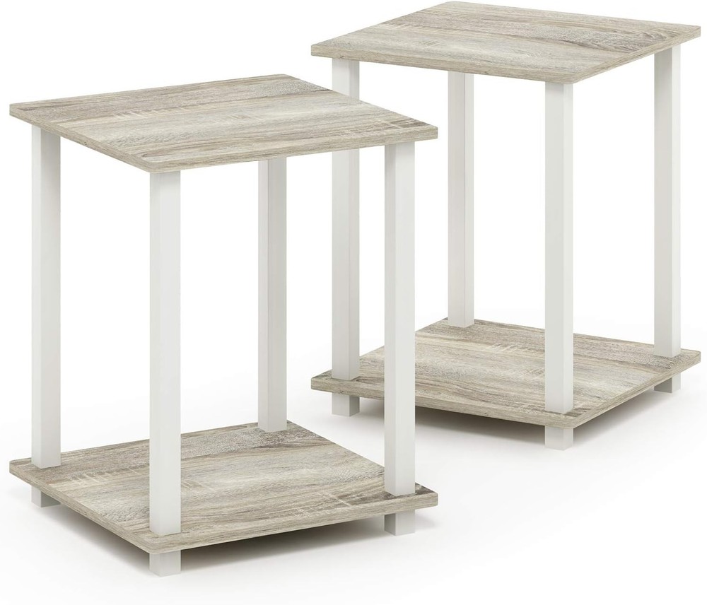 SIMPLISTIC Side Table Set of 2 2-Tier Square Modern End Table Nightstand Night