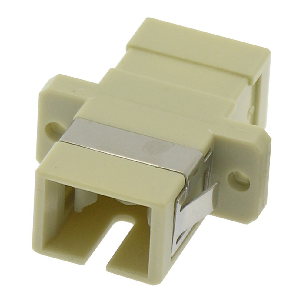 6x SC to SC Simplex Multimode Flange Fiber Optic Coupler Adapter Connector Beige