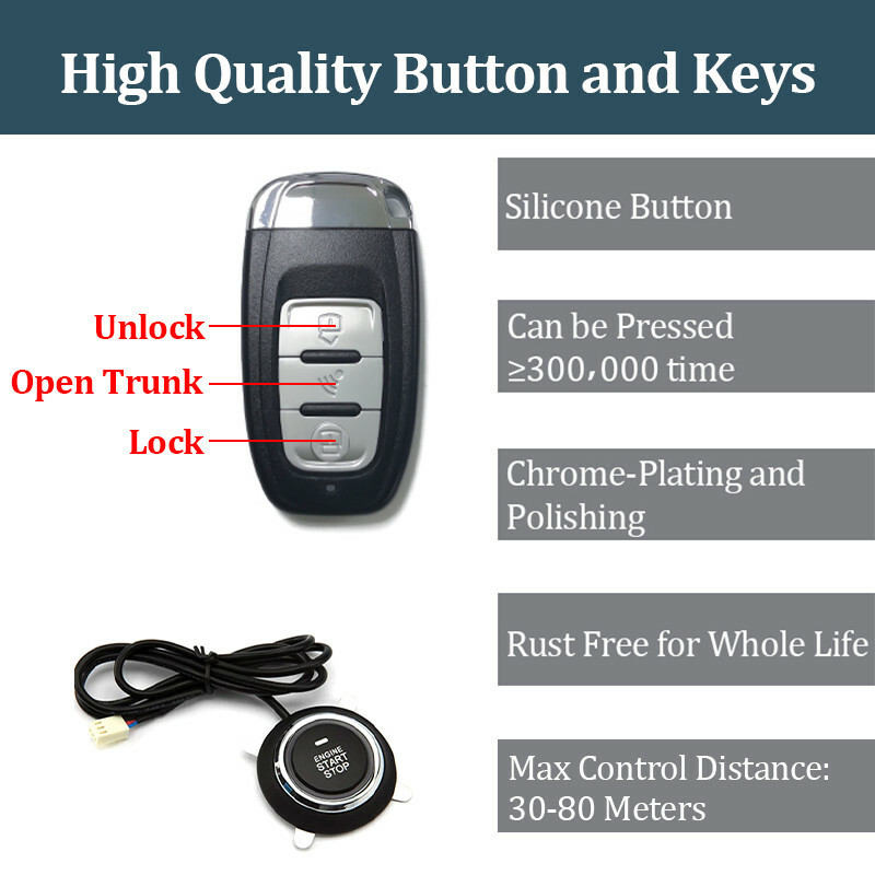 Car Switch Keyless Entry Engine Alarm Push Button Remote Starter Stop System