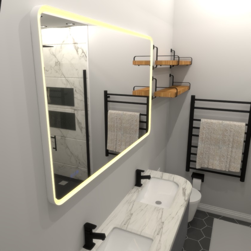 60x36 Rectangular Framed Dimmable Anti-Fod LED Wall Bathroom Vanity Mirror Light