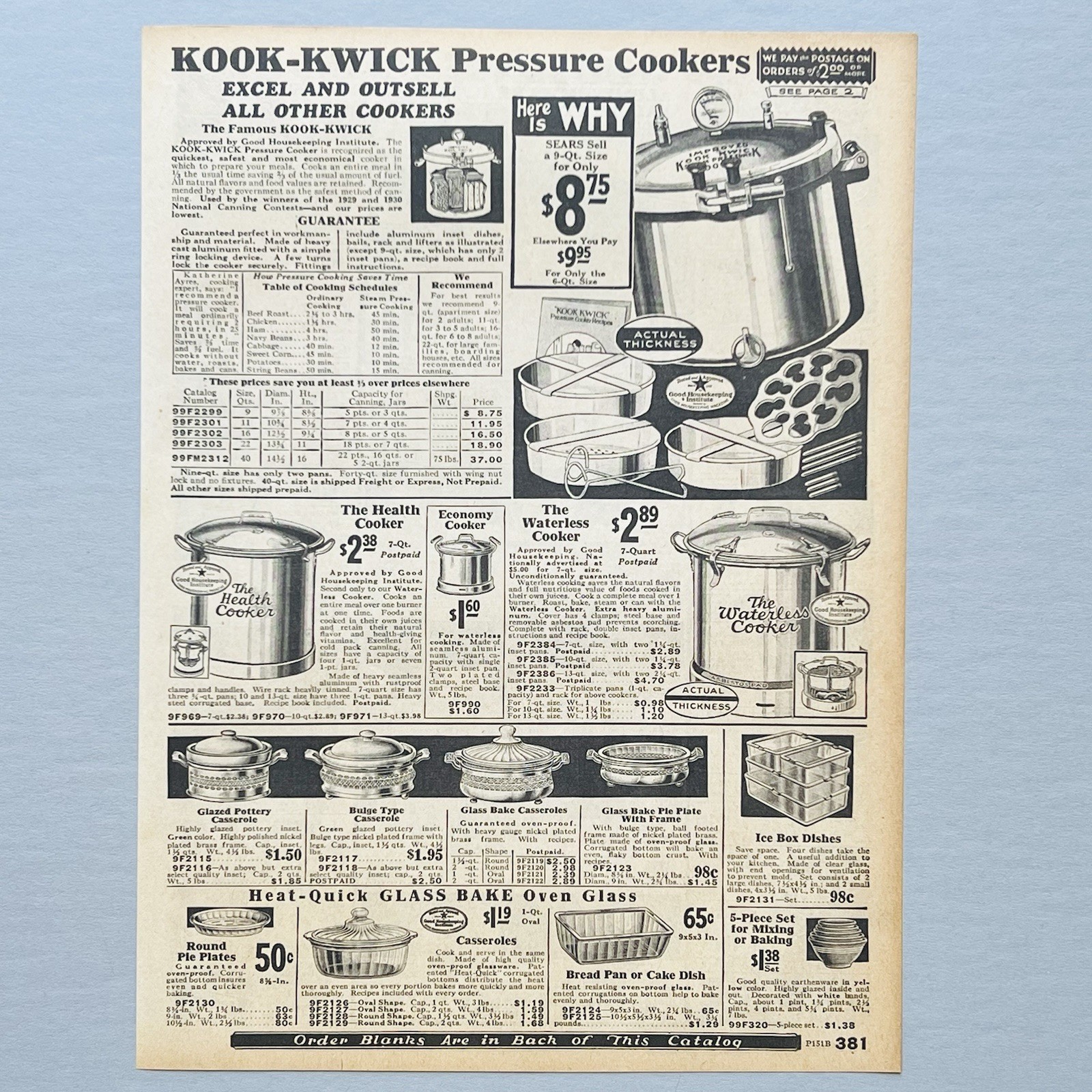 1931 KOOK-KWICK PRESSURE COOKER Sears CHALLENGE ALUMINUMWARE COOKWARE Print Ad