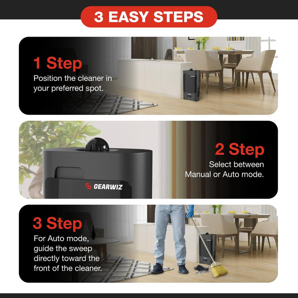1400W Touchless Automatic Vacuum Dustpan � Motion Sensor Hands-Free Electric ...