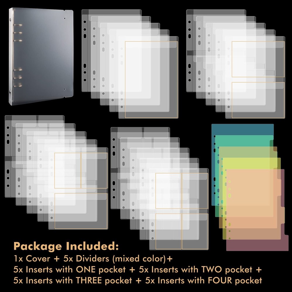 BAOFALI 40 Pages/2Set A5 6 Ring Clear Stamps Storage Embossing Folder Storage...