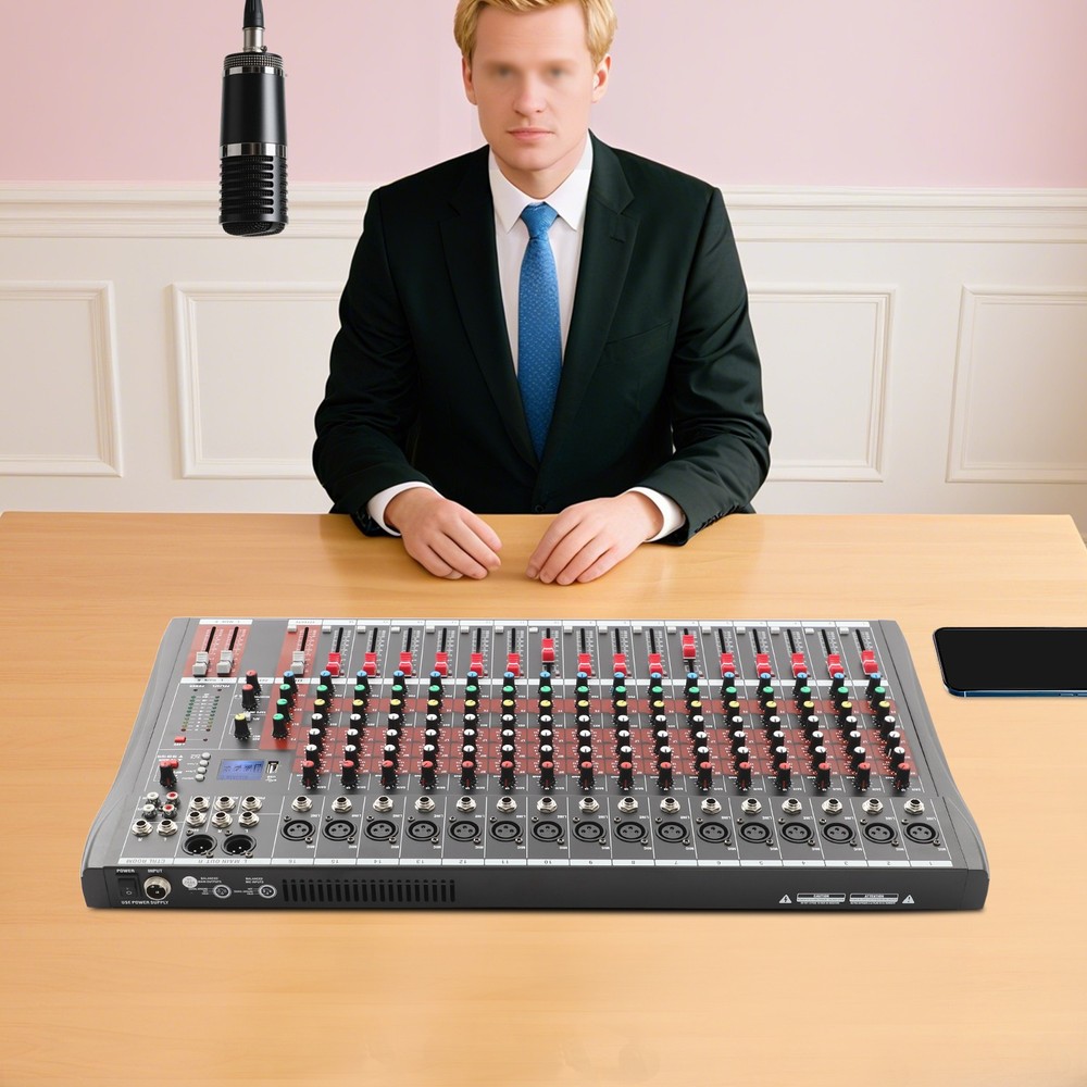 16 Channel Studio Audio Mixer USB Digital Sound Mixing Console Board Bluetooth