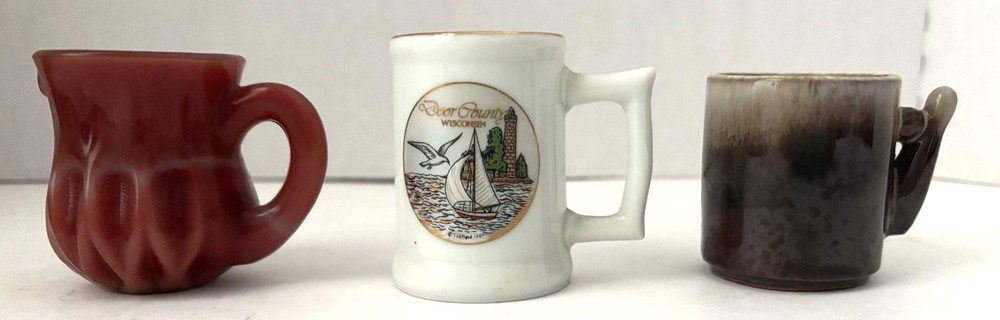 THREE (3) HANDLED SMALL MUGS / PITCHER LOT D-1