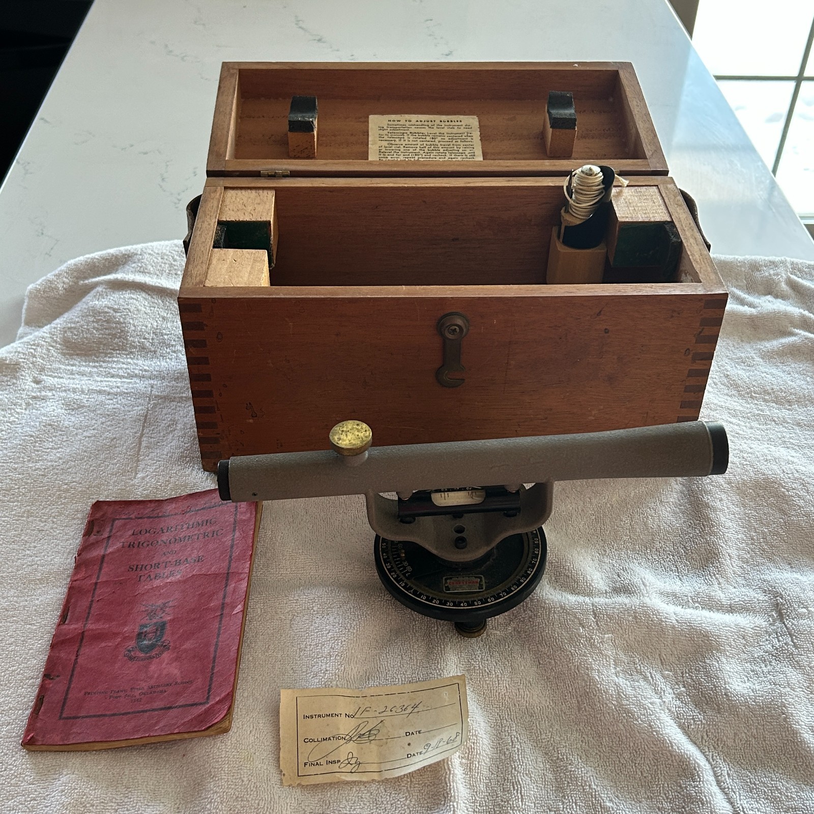 Vintage 1960's USA Craftsman Surveying Transit with Sear Roebuck Wooden Case