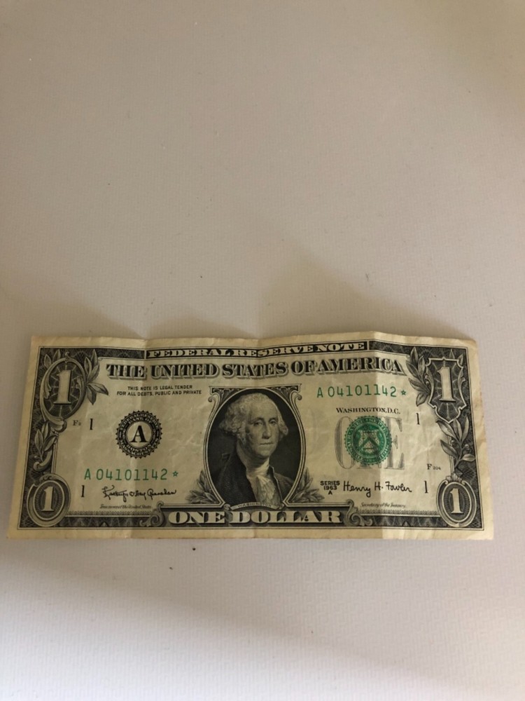 Rare 1963 one dollar bill with star note