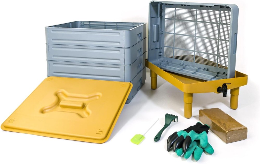 5-Tray Worm Composter,100L WormCompost Bin Vermicomposting Starter Indoor &