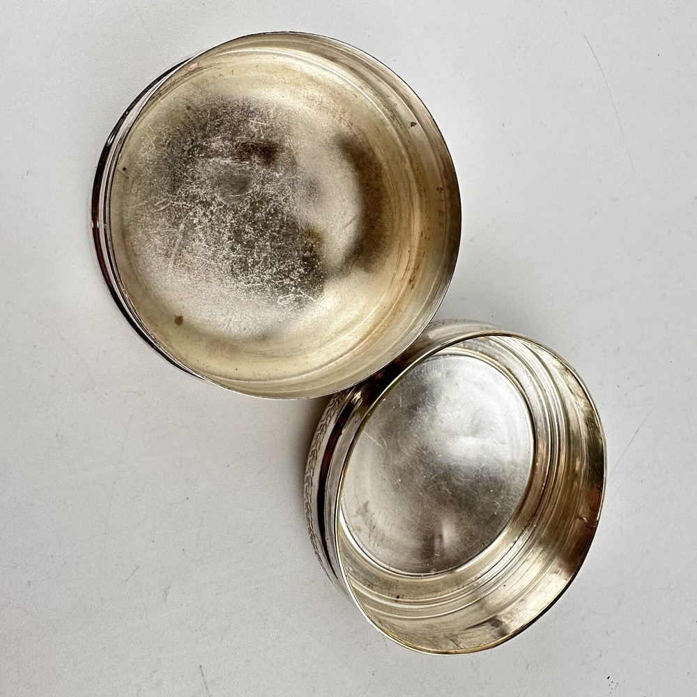 Antique Solid Silver Circular Box Nathan & Hayes 1908 8cm