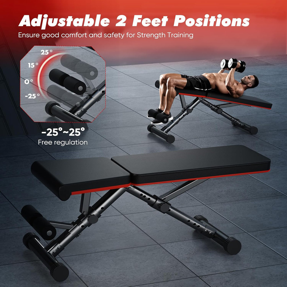 Adjustable Weight Bench for Home Gym, Foldable Incline Workout Bench Press with