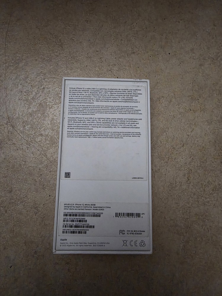 Apple iPhone 12 Black EMPTY BOX Only