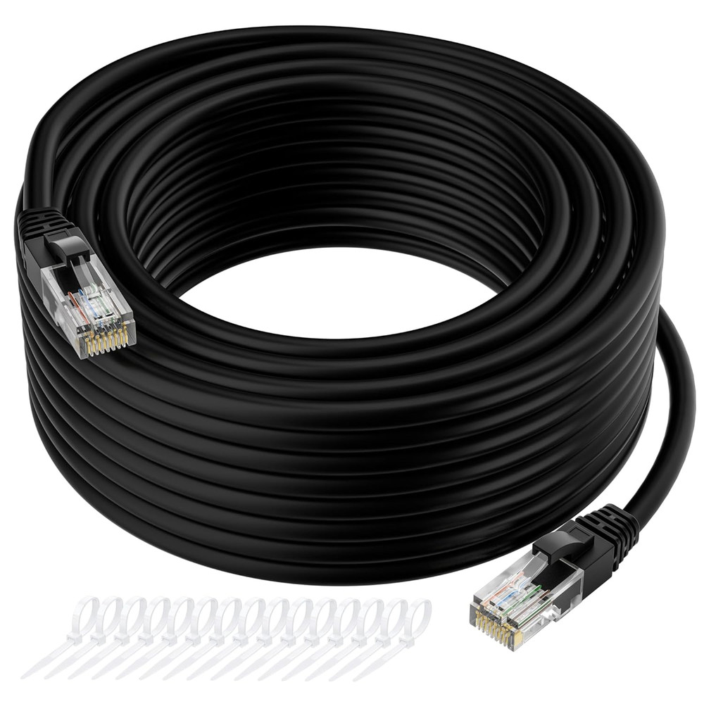 Cat5E Ethernet Cable 35 FT, Long Cat 5E Internet Cable, Black Snagless Patch Cor