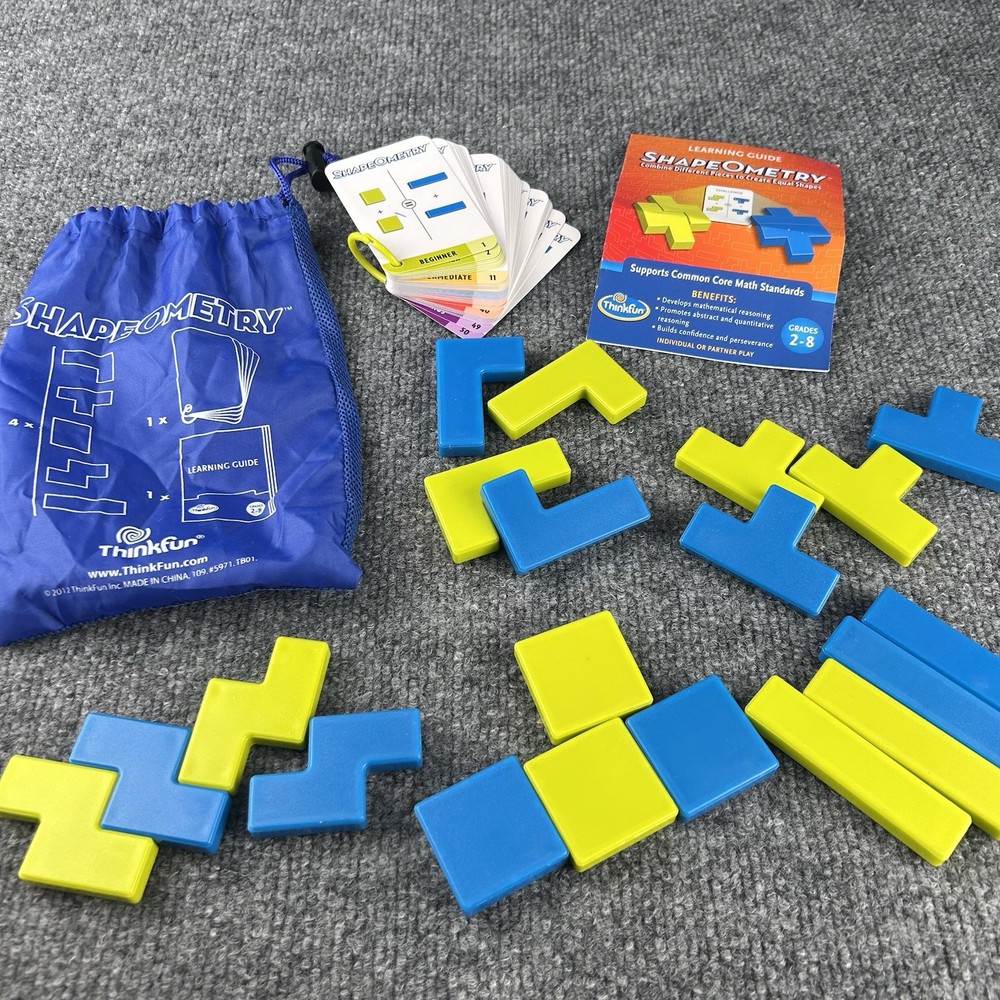 ThinkFun Shapeometry Puzzle Game Math Abstract Reasoning Complete Cards Full Set