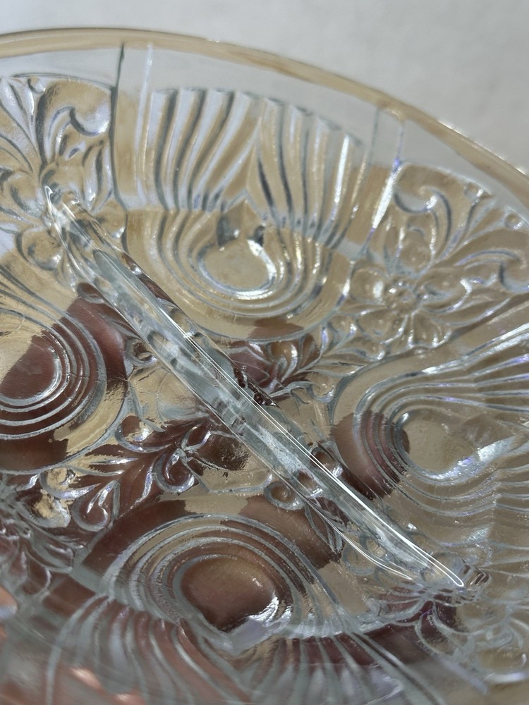 Serving Dish Tray Divided Clear Glass Small