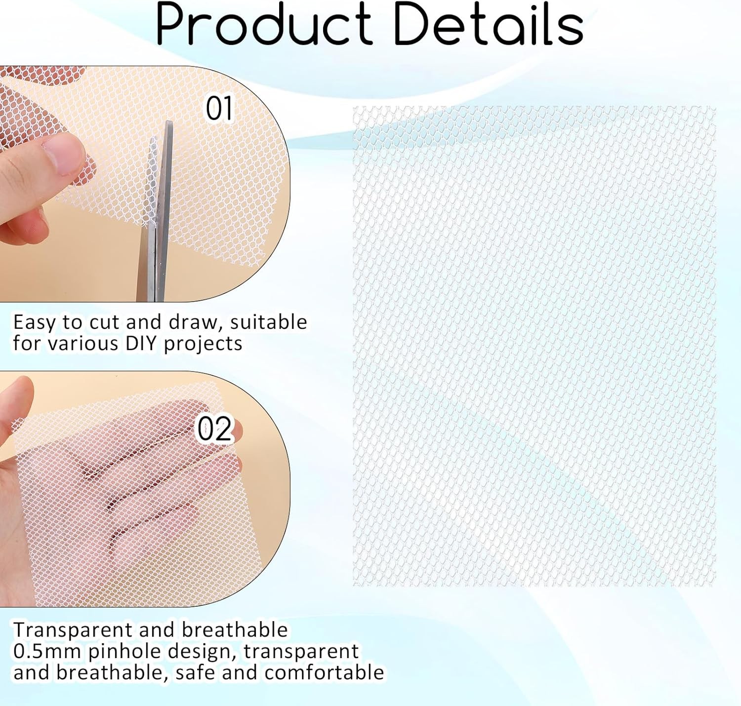 10 Sheets White PVC Fursuit Eye Mesh Waterproof Plastic Sheets for Cosplay Craft