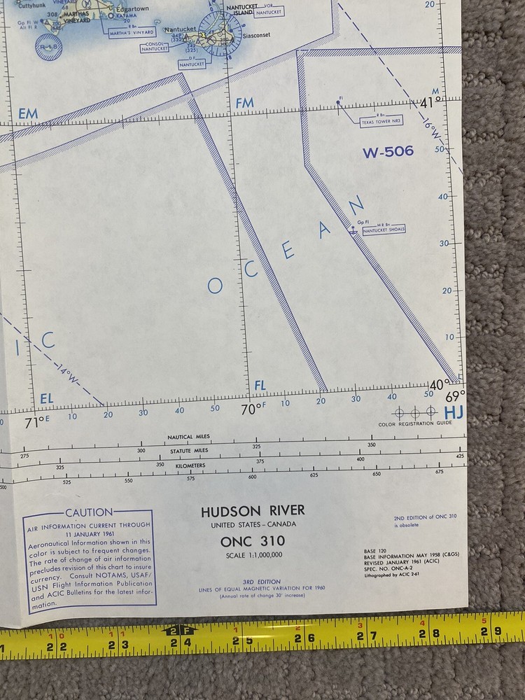 VTG 1961 USAF OPERATIONAL NAVIGATION CHART ONC 310 Hudson River