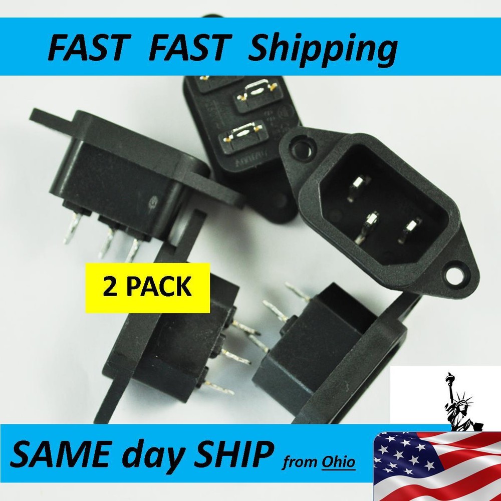 Computer Power socket plug replacement black