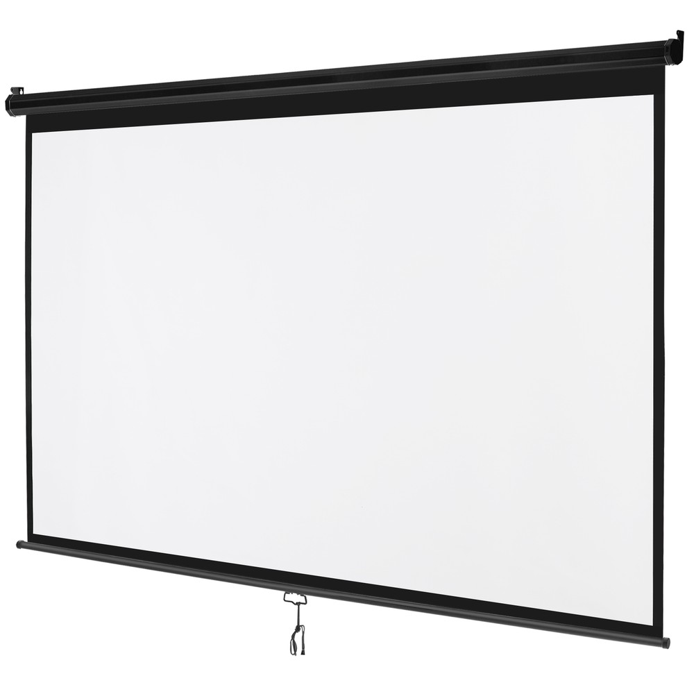 100" Manual Projection Screen Pull Down 16:10 HD Projector 4K Widescreen Black