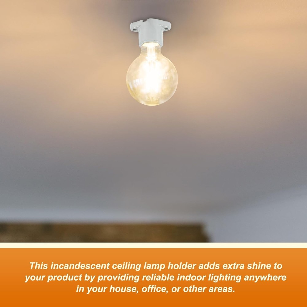 6 Pcs E26 Light Socket Porcelain Lamp Holder Medium Keyless white
