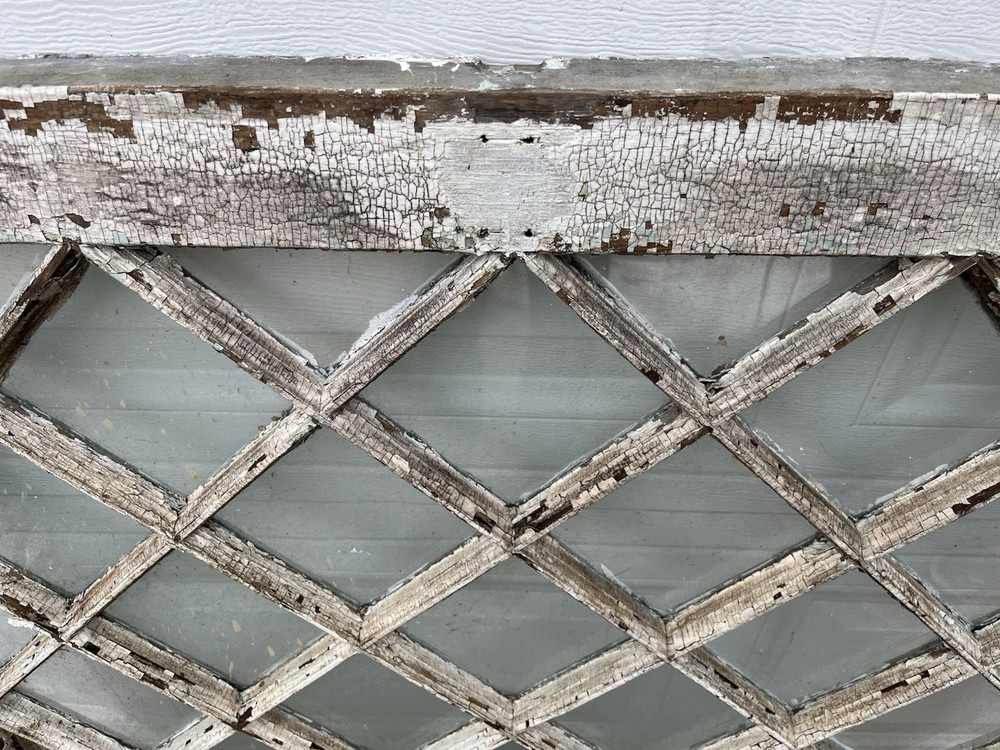 Antique Salvaged Diamond Design Pattern Glass Window 36" x 36"