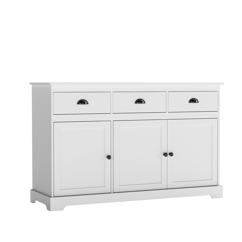 3 Drawers Sideboard Buffet Table Storage Console Cabinet Entryway Cupboard White