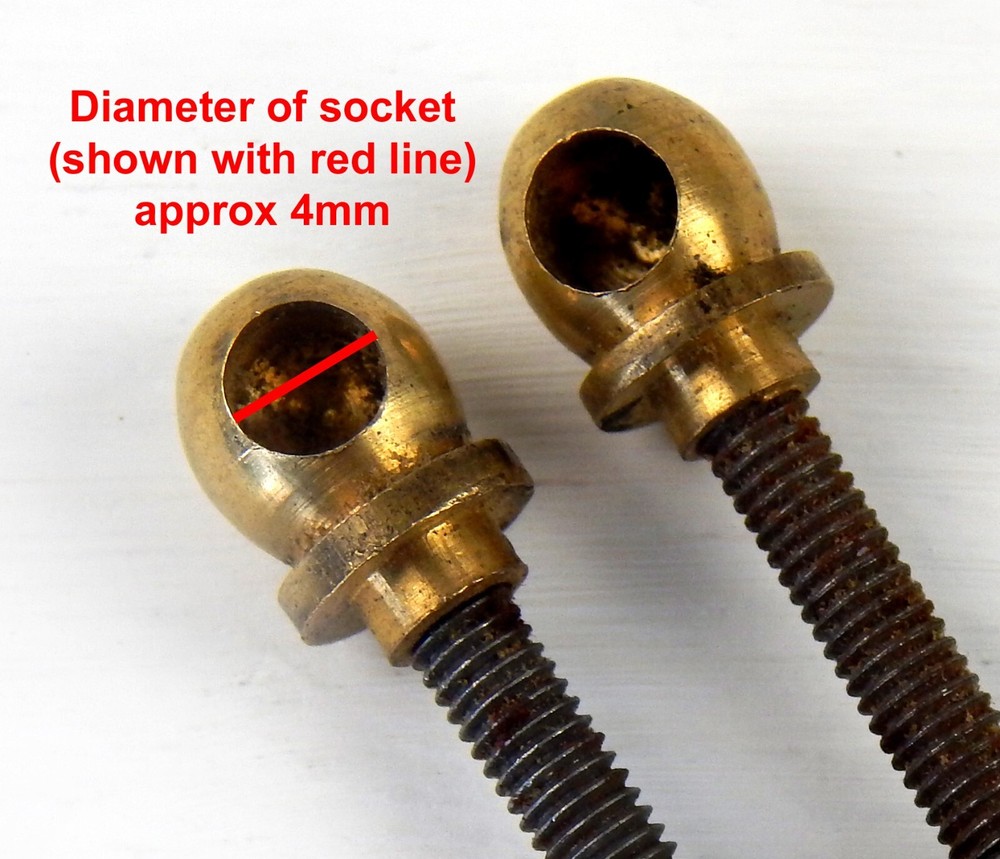 Pair Vintage Threaded Fixing Brackets for Brass Cabinet Chest Drawer Pull Handle
