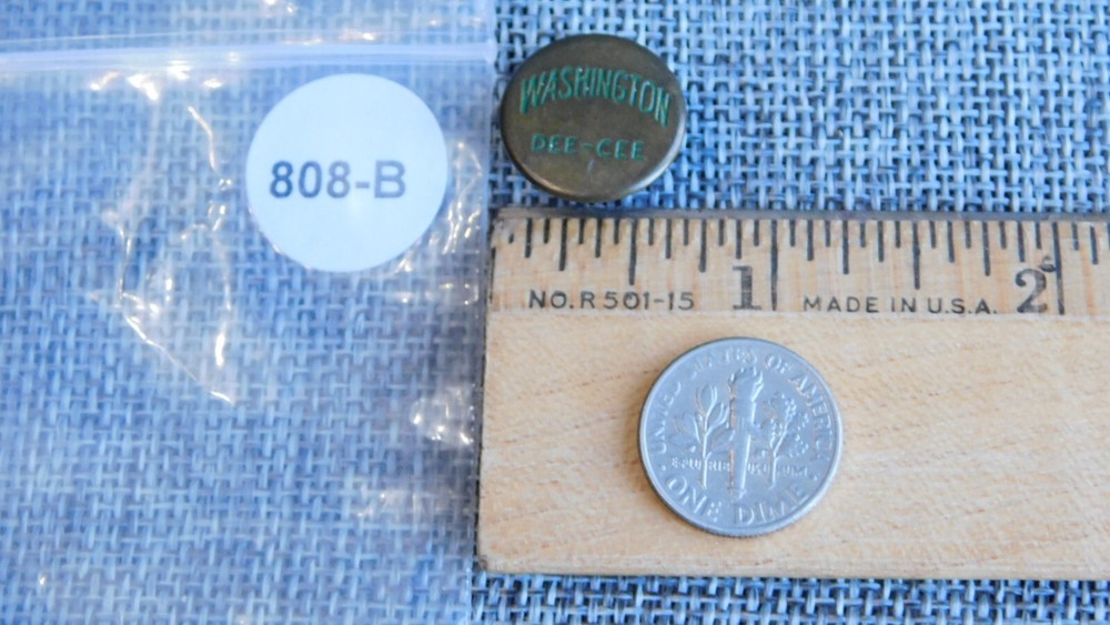 Antique Vtg Uniform Work Stud Button Washington DEE CEE Aprx: 11/16" #808-B