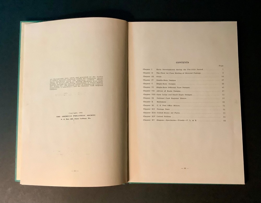 HISTORY AND EVOLUTION OF METERED POSTAGE by William K. Thomas APS 1962 HC