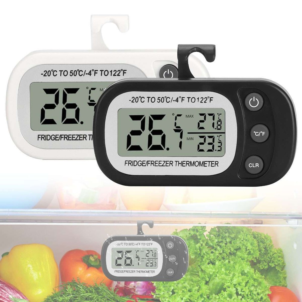 2x Magnetic Digital Refrigerator Freezer Thermometer Fridge Large LCD Display