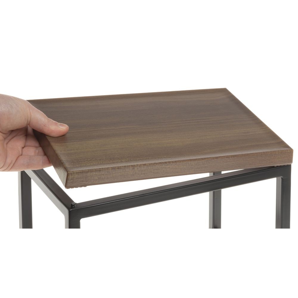 HUBERT® Black Display Riser with Acacia Top - 7"H