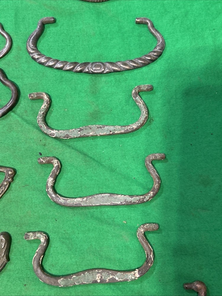 Twelve Ornate Solid Metal Antique Drawer Pulls Bails