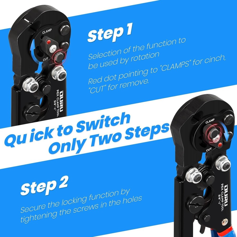 2 IN 1 Pex Crimping Tool Cinch & Remove Combo Function Pex Pipe Crimp Tool