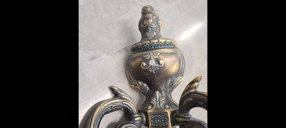 Ornate Antique solid brass double arm wall sconse