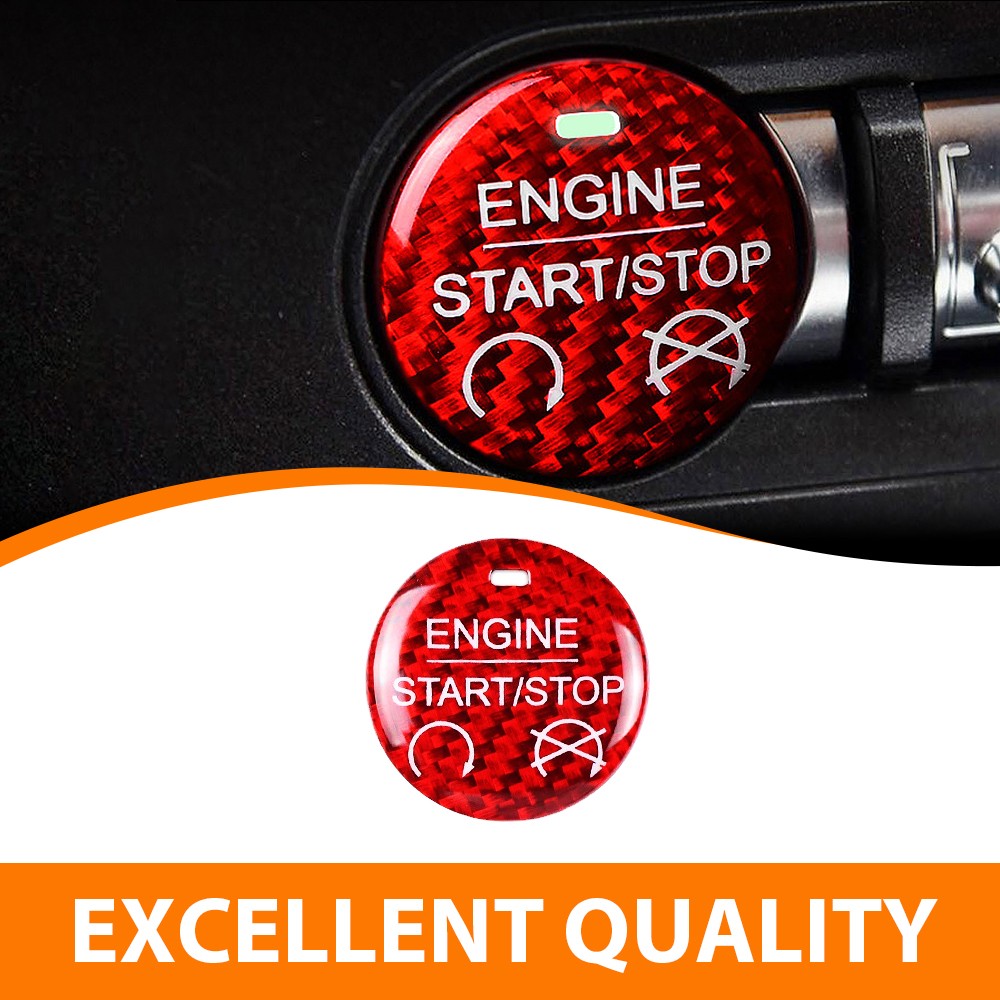 Carbon Fiber Engine Start Stop Button Switch Cover Trim For Ford Mustang 2015+🚘