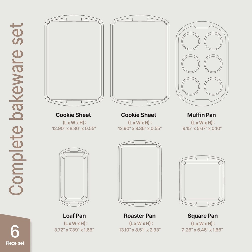 Bakken Swiss - Bakeware Set – 6 Piece – Stackable, 6 Set, White Marble