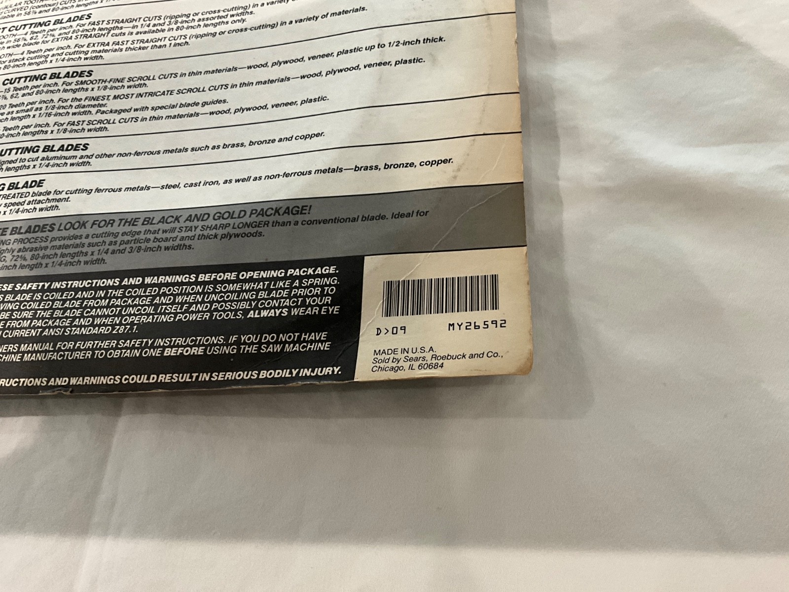 Craftsman 80” Band Saw Blade 926592 - 1/8 inch wide 15 teeth per inch, NOS