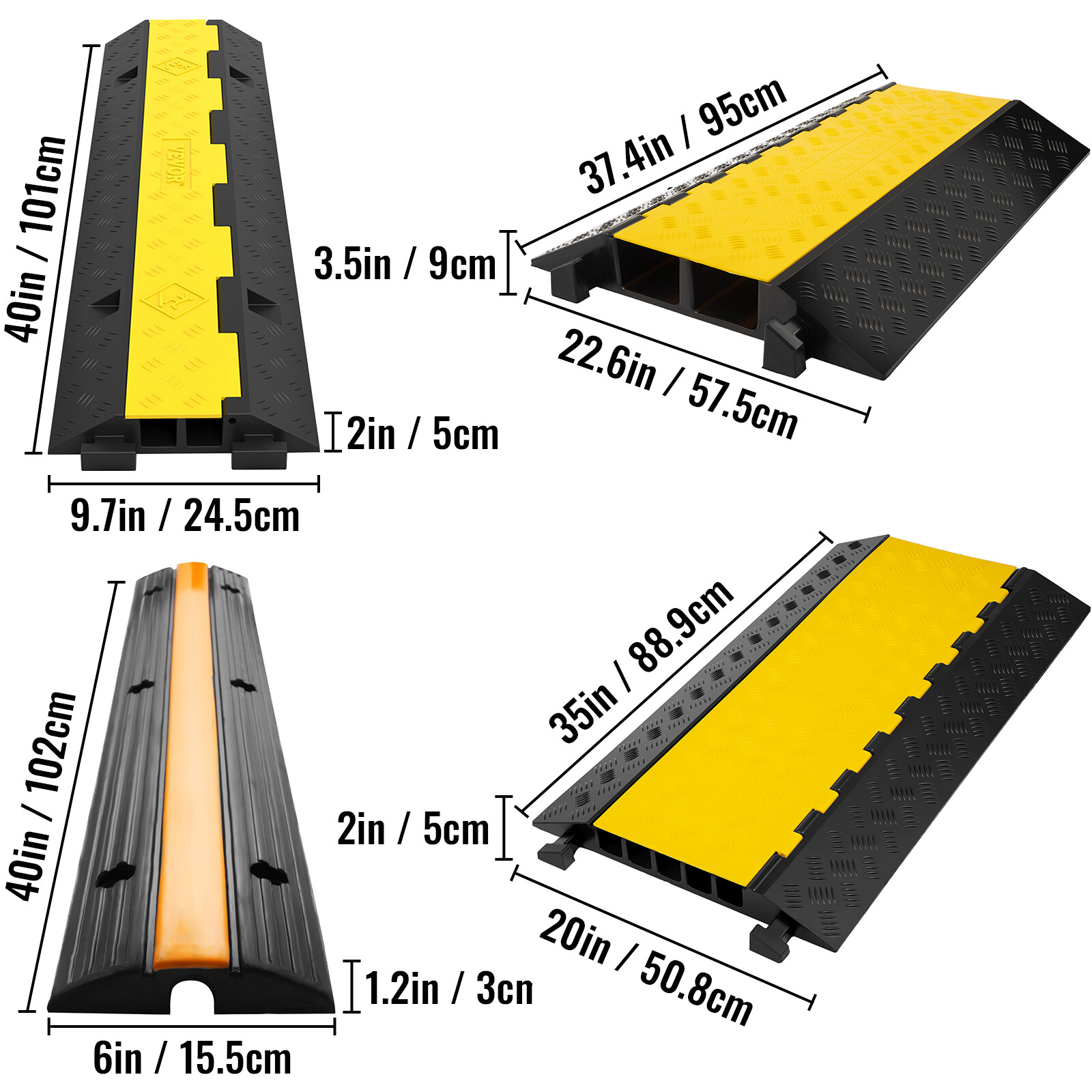 VEVOR 1/2/5 Cable Protector Ramp Rubber Electrical Wire Cable Cord Guard Ramp